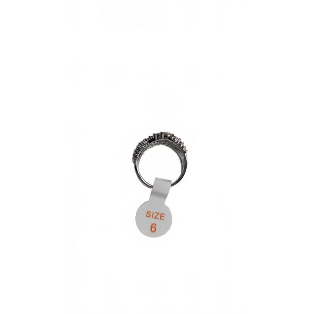 Silver Tone Multi-Row Crystal Accent Ring Size 6 - Picture 9 of 9